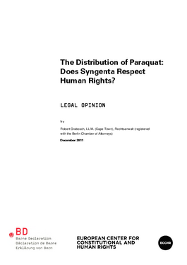 Couverture du rapport: Paraquat: Does Syngenta Respect Human Rights?