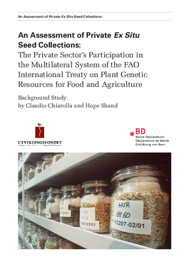 Couverture du rapport: An Assessment of Private Ex Situ Seed Collections