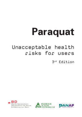 Couverture du rapport: Paraquat: Unacceptable health risks for users