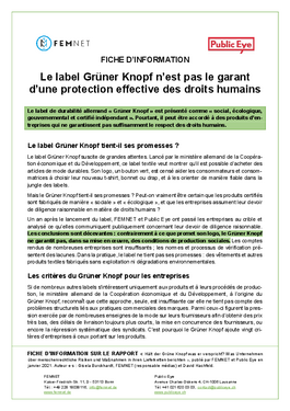 Couverture du rapport: Le label Grüner Knopf tient-il ses promesses?