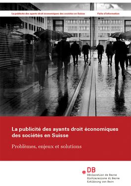 Couverture du rapport: La publicité des ayants droit économiques des sociétés en Suisse