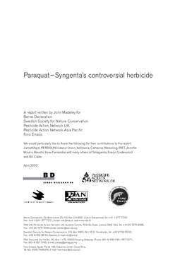 Cover page: Paraquat – Syngenta’s controversial herbicide