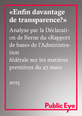 Couverture du rapport: Enfin davantage de transparence?